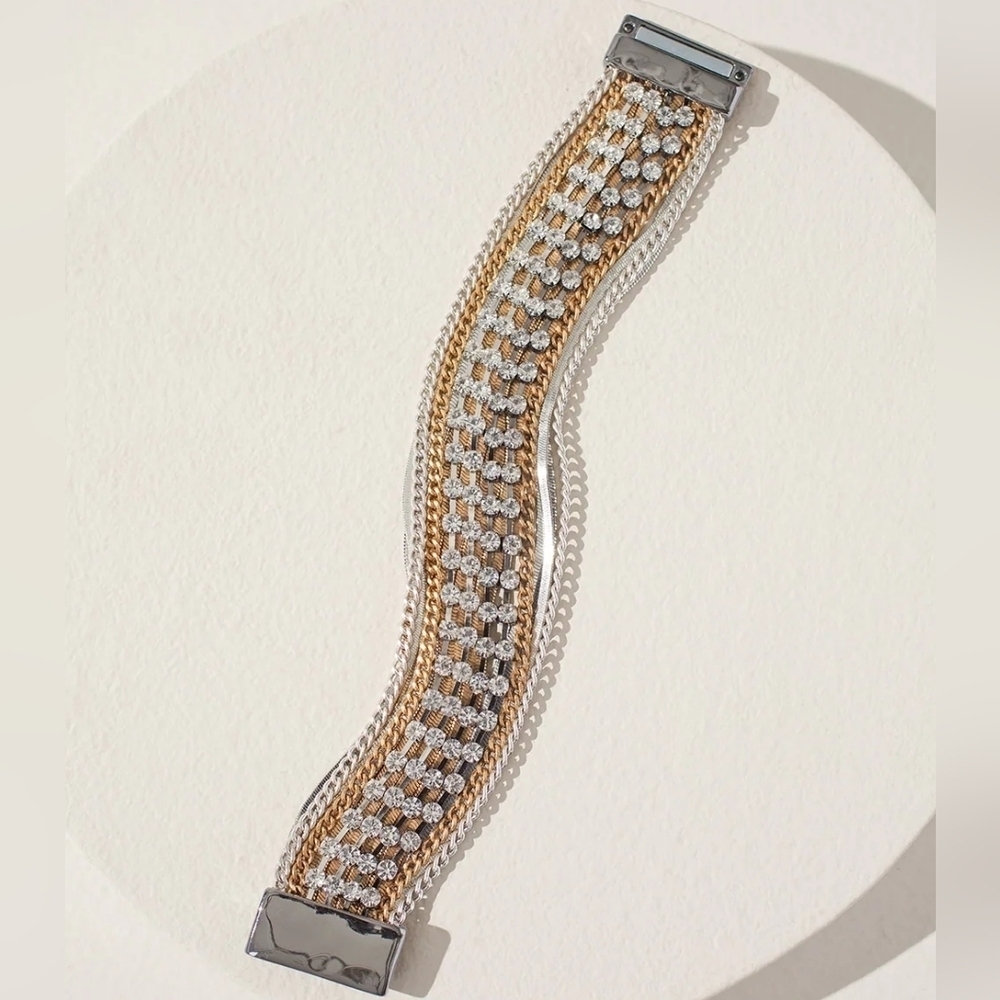 NWT GOLD CRYSTAL MULTI-STRAND MAGNETIC BRACELET